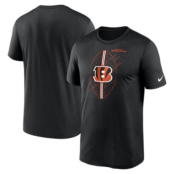 Men's Cincinnati Bengals Black Legend Icon Performance T-Shirt - Click Image to Close